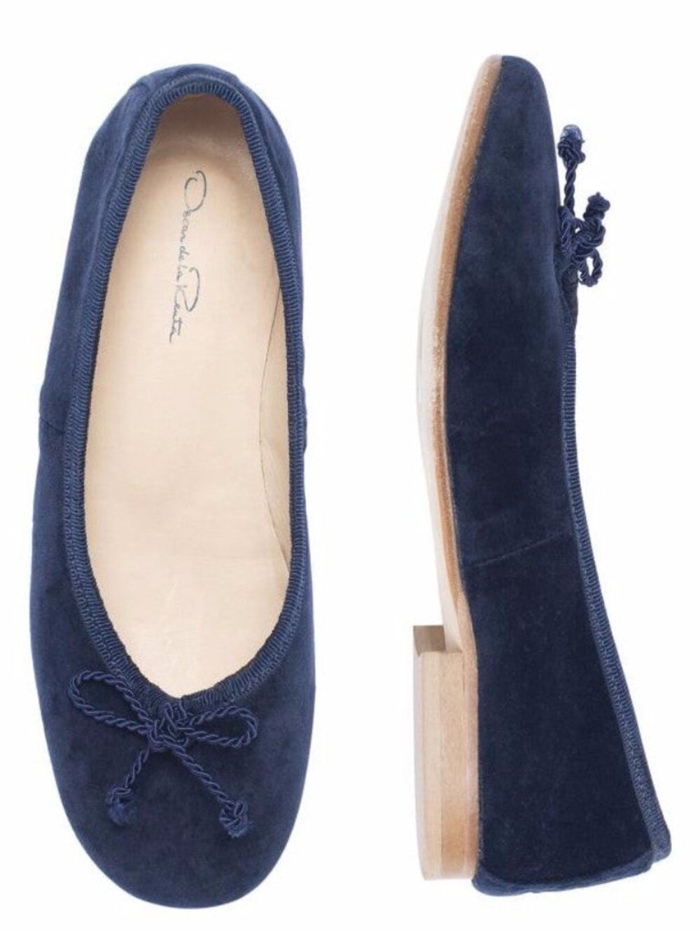 Oscar de la Renta Kids Velvet Sabrina Ballet Flats Navy Blue EU 30 New in Box